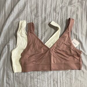 Auden Women's Nursing Bra - Mauve and White